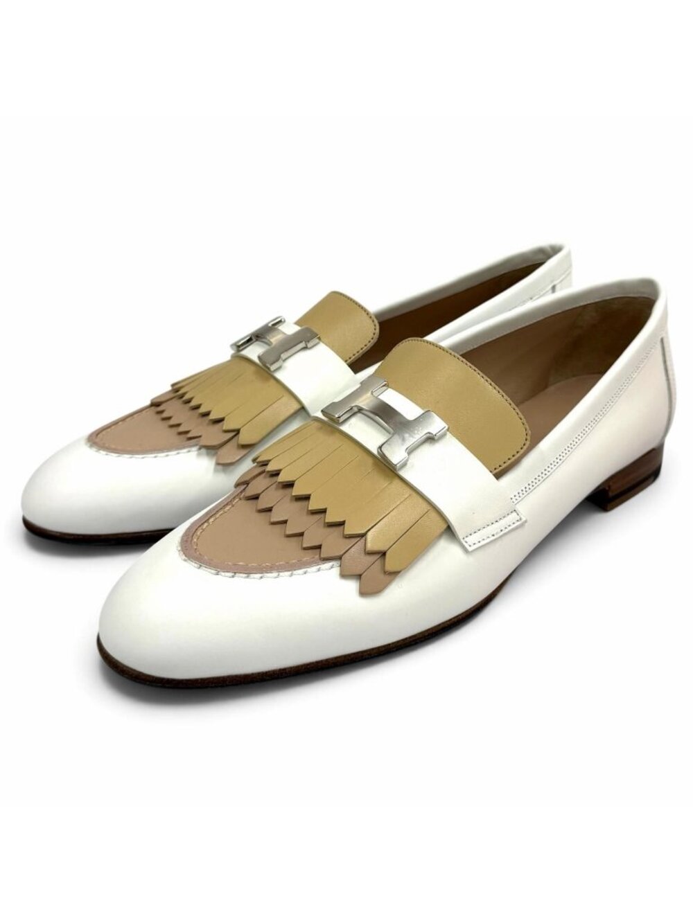 Hermes Moccasins Royale Silver H Fringe Leather Loafers
